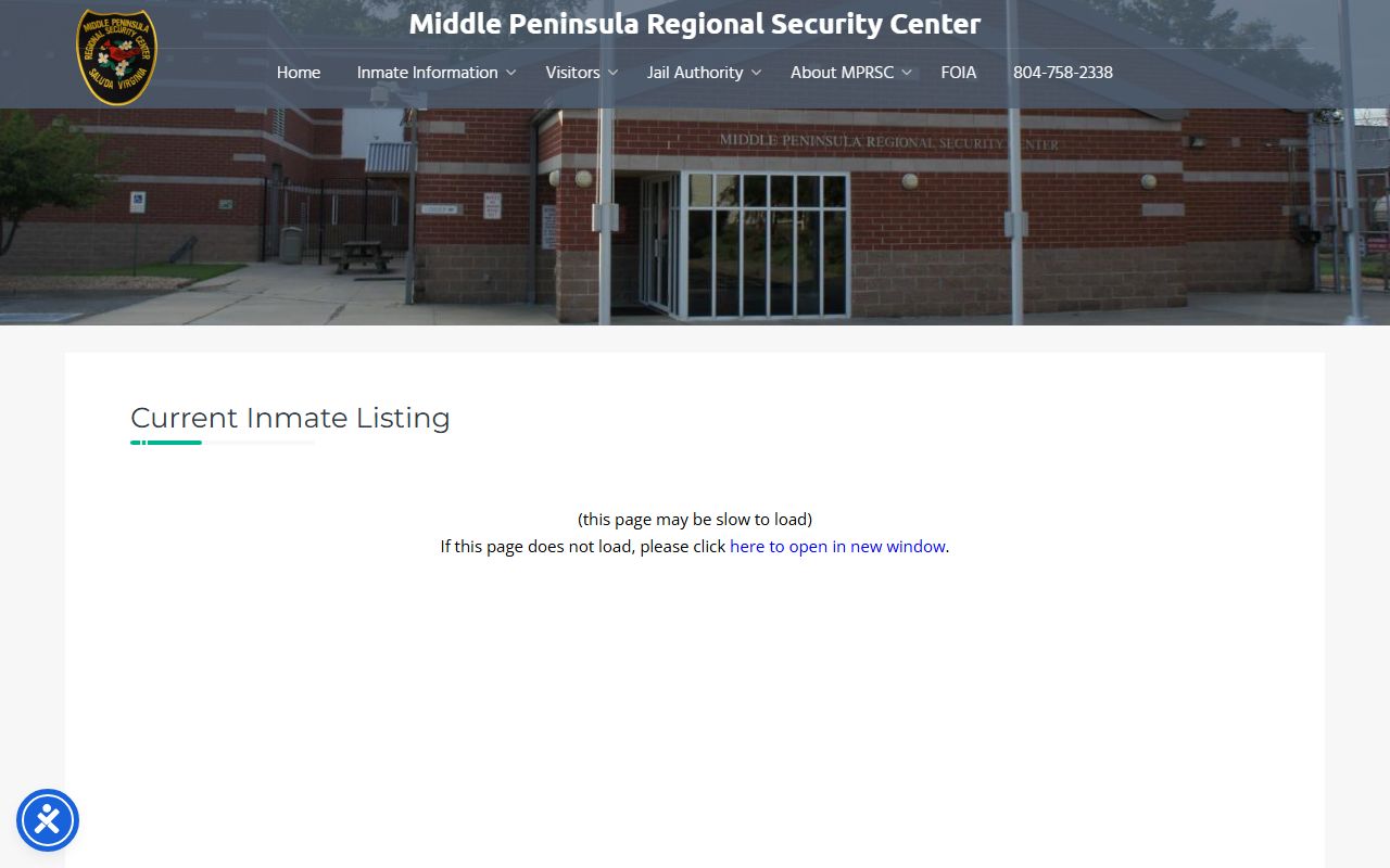 King and Queen County inmate records MPRSC current inmate listing page